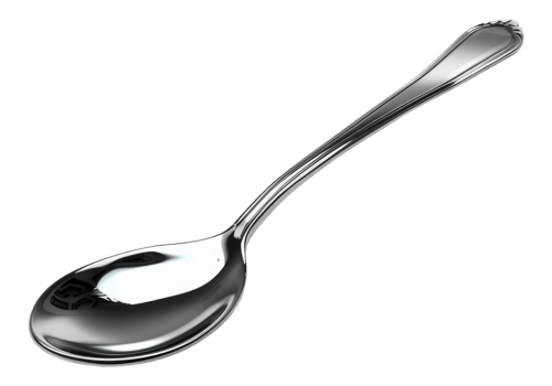 Metallic shiny silver spoon. png