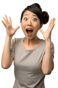 a beautiful japanese women throwing their hands up in the air, eyes rolling, and mouth open in an exasperated sigh, showing frustration, isolated on a transparent background png