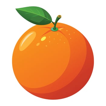 An orange fruit with a green leaf on it illustration vector