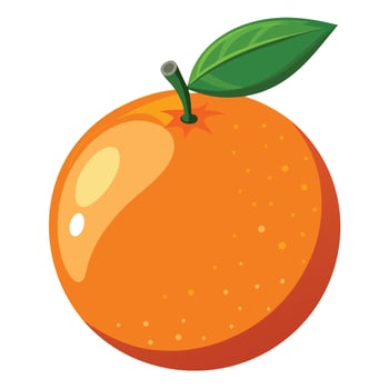 An orange fruit with a green leaf on it illustration vector