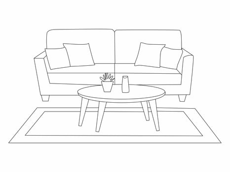 Line drawing of Dining set. vector
