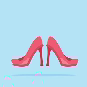 pink high heels slim type and short body. illustration of women's foot accessories vector