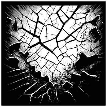 Cracked Illustration in Black and White Grunge vector