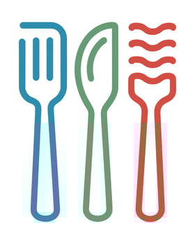 colorful kitchen utensils icon illustration vector