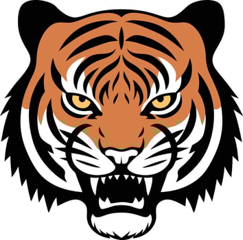 Tiger face colourful silhouette design vector
