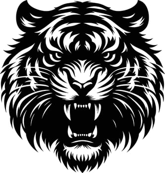 Tiger angry face silhouette design vector