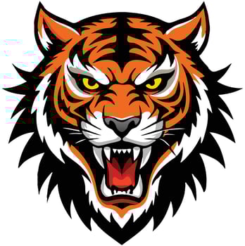 a angry face tiger silhouette vector
