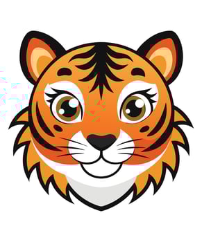 Cute tiger colorful face line art vector