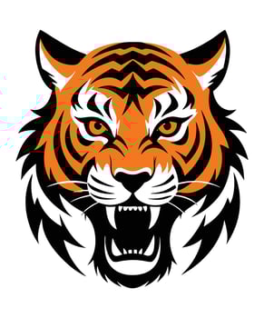 Colourful very angry tiger face design vector