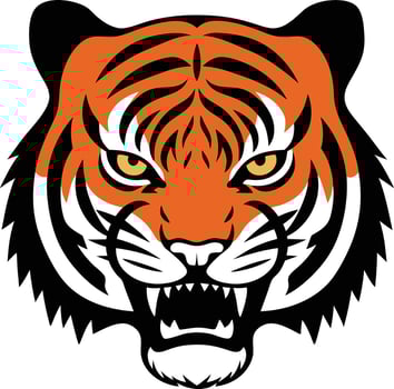colorful Tiger face line art vector