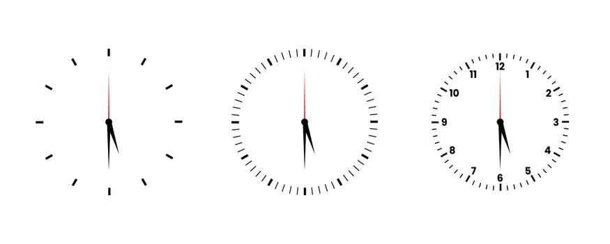 clock 5 30 minimalist clock set vector