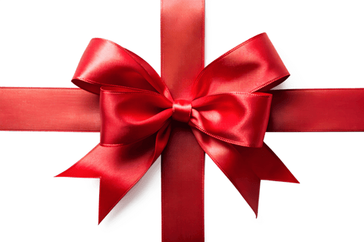Satin red ribbon on gift wrap, transparent png