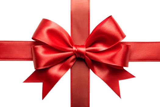 Red gift ribbon with bow, transparent png
