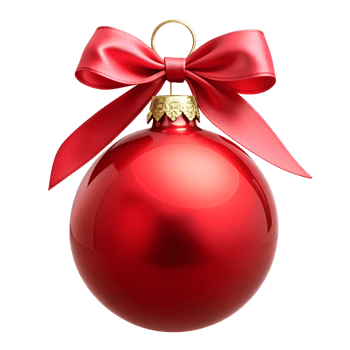 Red Christmas ornament with large bow, transparent png