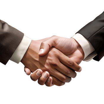 Business handshake between two professionals, isolated on transparent background png