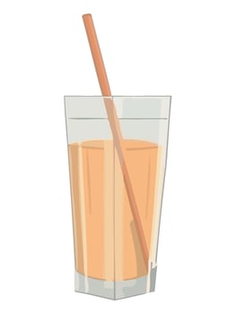 A glass of orange juice with a straw vector