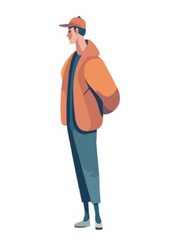Man in winter jacket and hat illustration vector