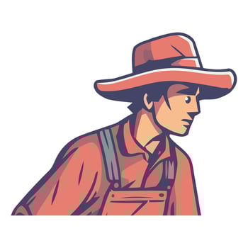 A man wearing a hat and overalls vector