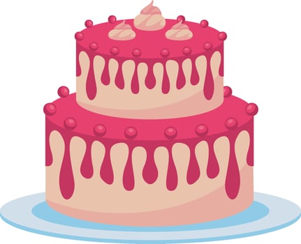 A pink cake with a pink icing on top vector
