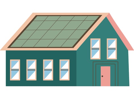 A house with a solar panel on the roof vector