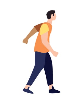 Man walking with a bag on his shoulder vector
