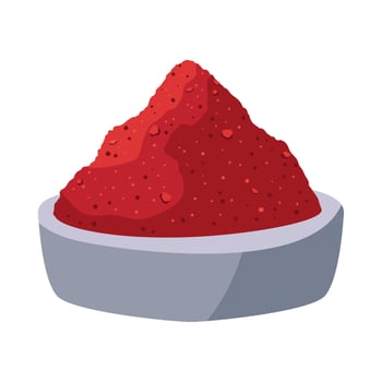 Red chili powder in a bowl on a white background vector