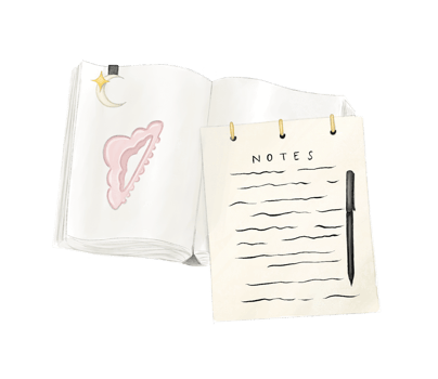 Aesthetic Study Girl Notebook and Hair Clip png