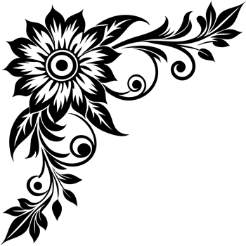 A black and white drawing of a flower png