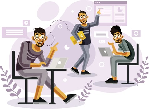 Teamwork at creative office vector