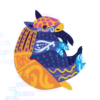 A colorful animal with a patterned design on its back vector