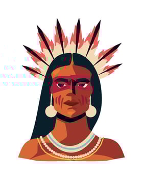 Native american woman in native headdress illustration vector