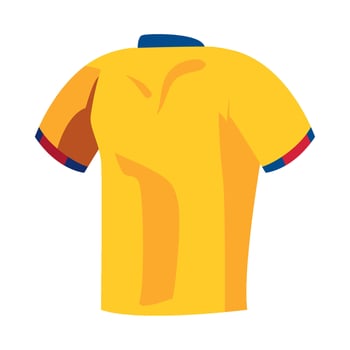 A yellow soccer shirt with blue and red trims vector