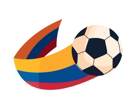 Colombia football flag and soccer ball illustration vector
