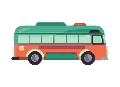A bus is shown in a flat style vector