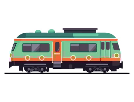 A green and orange train on a white background vector