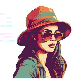 A woman wearing a hat and sunglasses vector