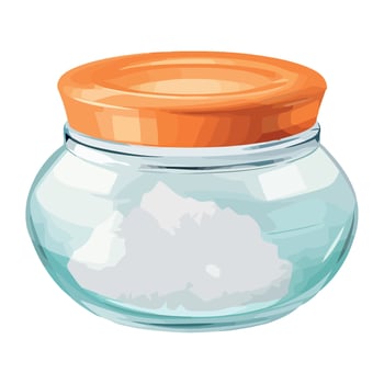 A glass jar with white powder inside vector