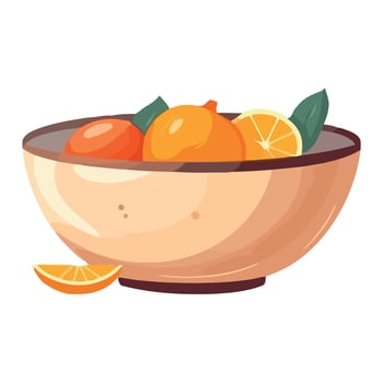 Orange fruit bowl with slices of oranges illustration vector