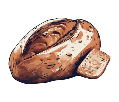 Fresh organic bread sketch, gourmet snack icon isolated vector
