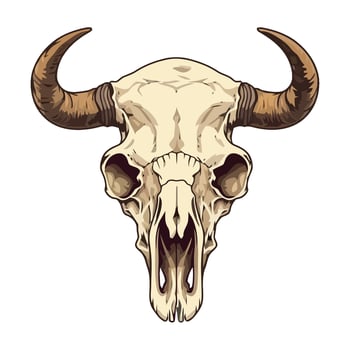 Horned bull skull symbolizes death and anatomy icon isolated vector