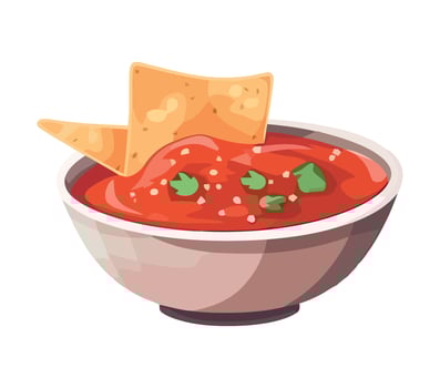 Mexican food bowl with tortilla chips and salsa illustration illustration vector