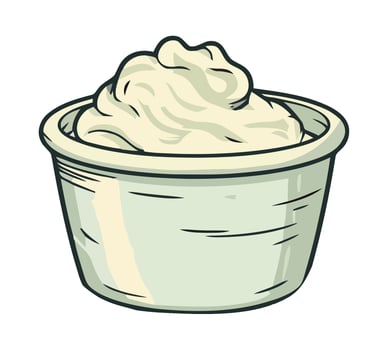 A bowl of whipped cream in a white container vector