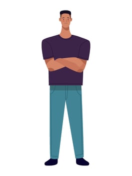 A man in a purple shirt and blue jeans vector