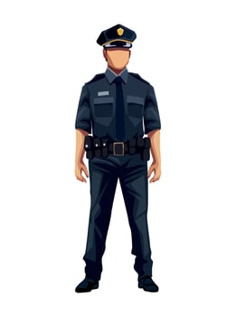 police standing front view illustration isolated vector