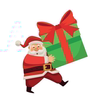 Santa claus with a big gift box illustration vector