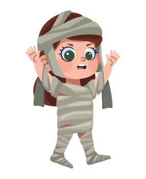 A cartoon mummy girl in a costume vector
