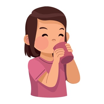 A girl drinking from a cup vector