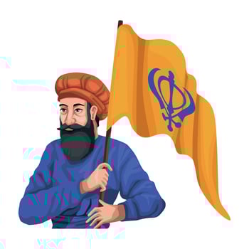 Sikh man with flag and turban vector