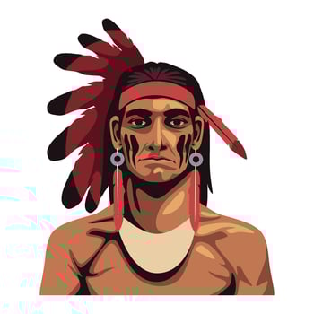 An illustration of an indian man wearing a headdress vector