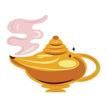 magic genie lamp with smoke icon isolated vector
